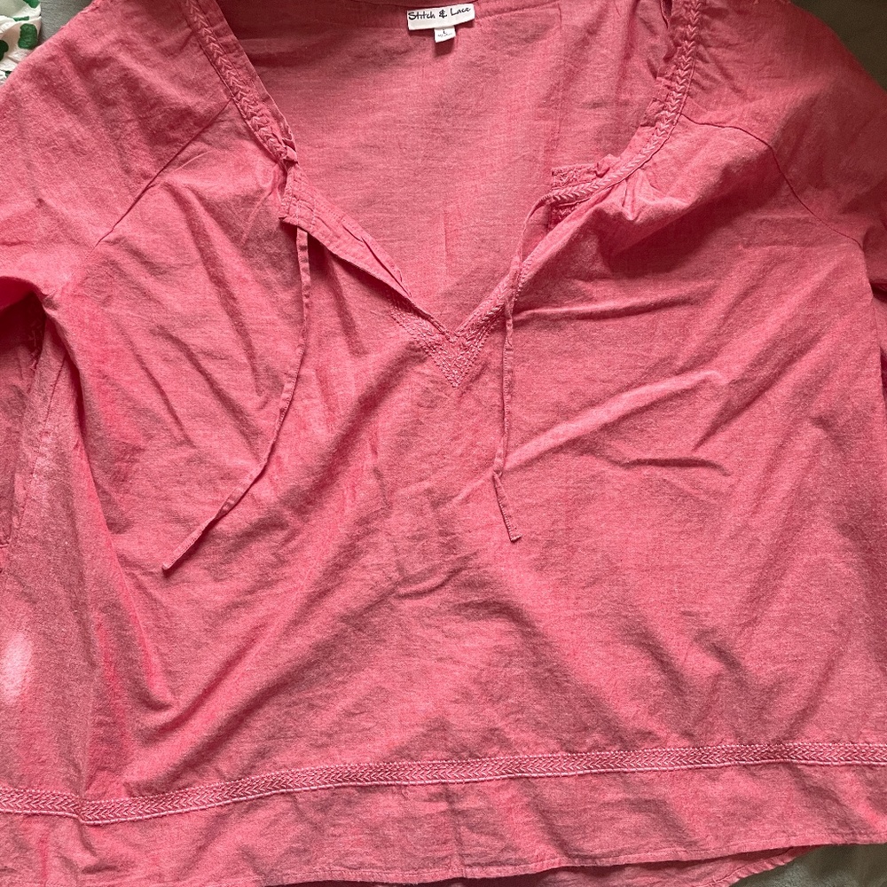 Red Open Tie Top